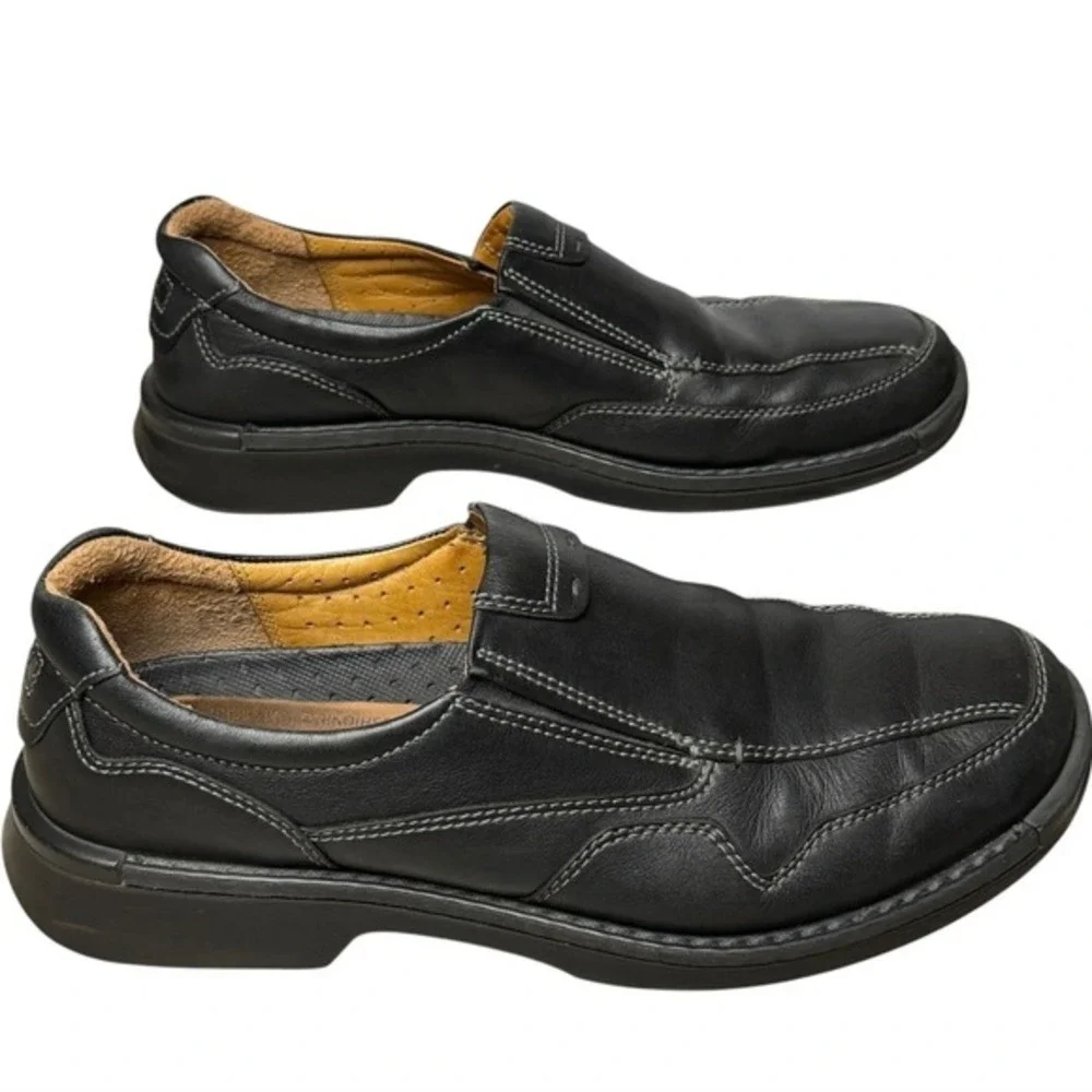 Ecco Helsinki Apron Toe Mens EU 44 US 10/10.5 Black Leather Slip on Loafers Shoe